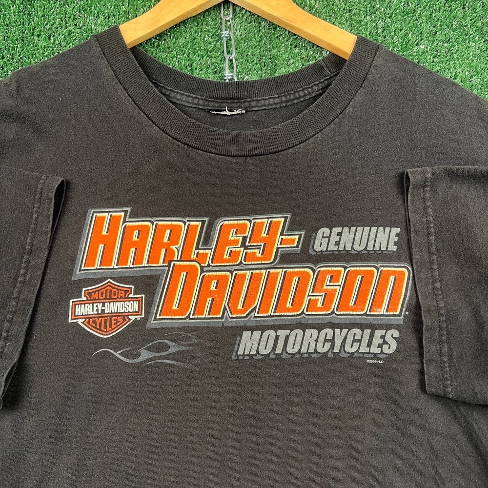 VTG Harley-Davidson T-Shirt Mens XL Black Genuine Motorcycles Pawtucket MI Y2K